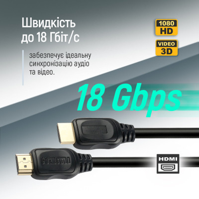 Кабель мультимедийный HDMI M to HDMI M 3.0m V2.0 4K60Hz black ColorWay (CW-CBHD079-BK) Винница - изображение 11