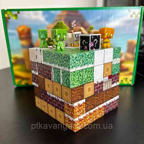 Магнитный конструктор Майнкрафт 125 магнитных блоков домик в снегу с фигурками Dream World LZCK 026 Хмельницкий