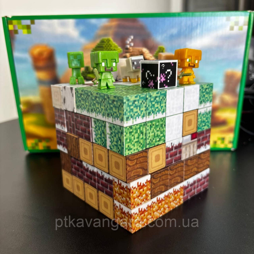 Магнитный конструктор Майнкрафт 125 магнитных блоков домик в снегу с фигурками Dream World LZCK 026 Хмельницкий - изображение 5