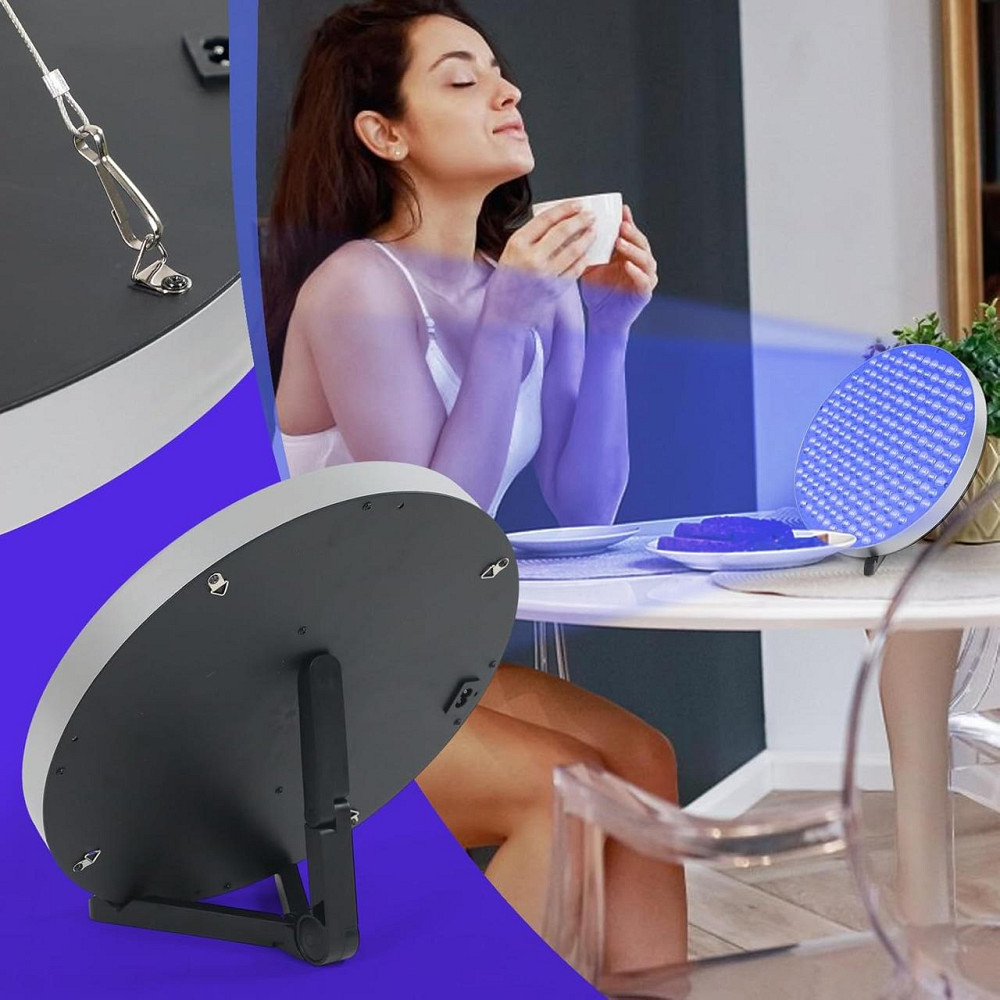 Лампа для загара 250LED 460nm круглая серебристая портативная для лица и тела складная подставка крючки Киев - изображение 8