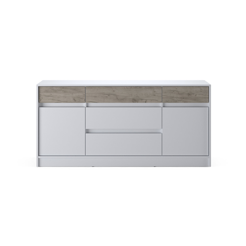 Большой комод с дверью и ящиками Эверест Стайл-1600 160,2х39х75,4 см Нимфея Альба (белый)/Дуб Крафт серый (DTM-071157) Львов - изображение 2