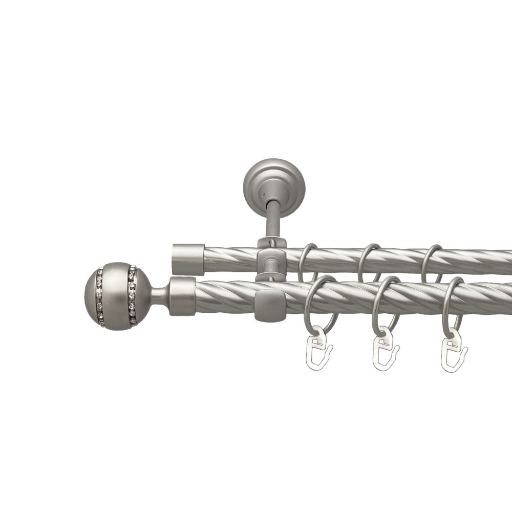 Карниз Orvit Аркадія металевий дворядний відкритий скручена труба кільце металеве Сатин 19\16 мм 200 см Львов - изображение 1