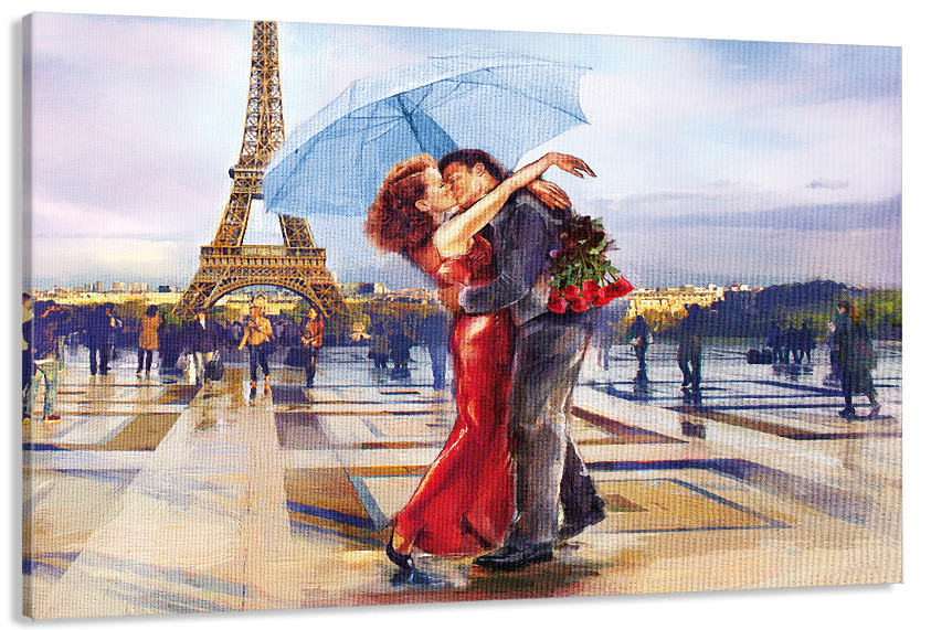 Картина полотно у вітальню / спальню    Закохані в Парижі    MLP_404 ( 60х30см ) 40x80 см Київ - фото 1