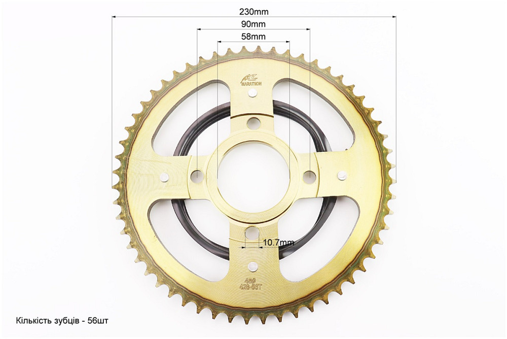 Зірка задня GLPRO - 428-56T - d=58; 4отв.*90mm "гартована" V200R Київ - фото 3