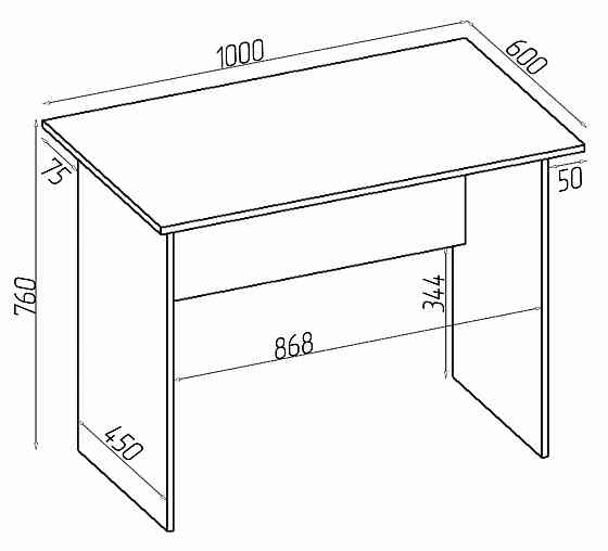 Стол офисный СП, Антрацит, 1000/600/760 Львов