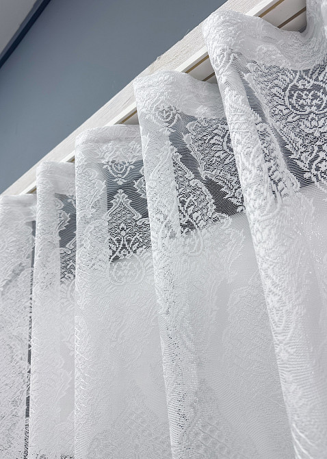 Тюль жакард VR-Textil Корона № 1320т Арка на кухню колір білий 200х150 см (53-0188) Київ - фото 6