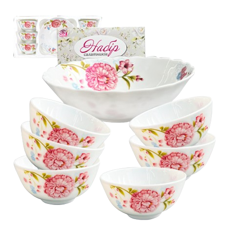 Набір салатників 7 предметів Вальс квітів (d20,3см*1шт/d11,4см*6шт) 30056-230304 S&T Житомир - фото 1