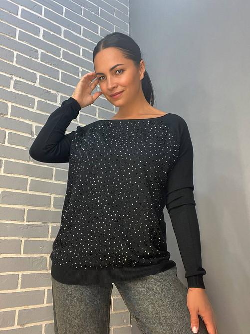 Джемпер женский ACCORDDREAM 9067 тонкий свитер россыпь камней, черный, one size Киев - изображение 11