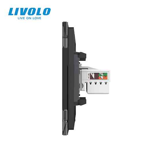 LIVOLO Розетка комп'ютерна подвійна RJ-45 LIVOLO чорна матова скло Коломия