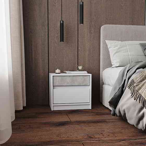 Тумба прикроватная Эверест Стайл-500 50,2х39х44,2 см Нимфея Альба (белый)/Бетон (DTM-071154) Днепр