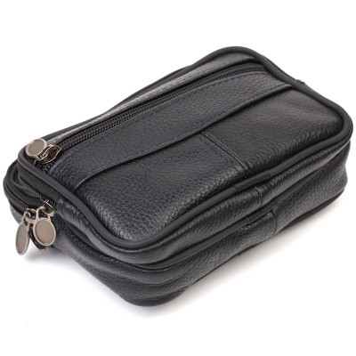 Сумка Vintage Горизонтальна поясна з натуральної шкіри Чорна (21485) Вінниця - фото 9