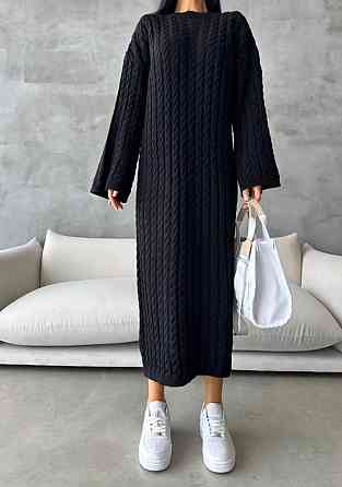 Жіноче тепле плаття міді вільного крою машина в'язка Чорний Одеса