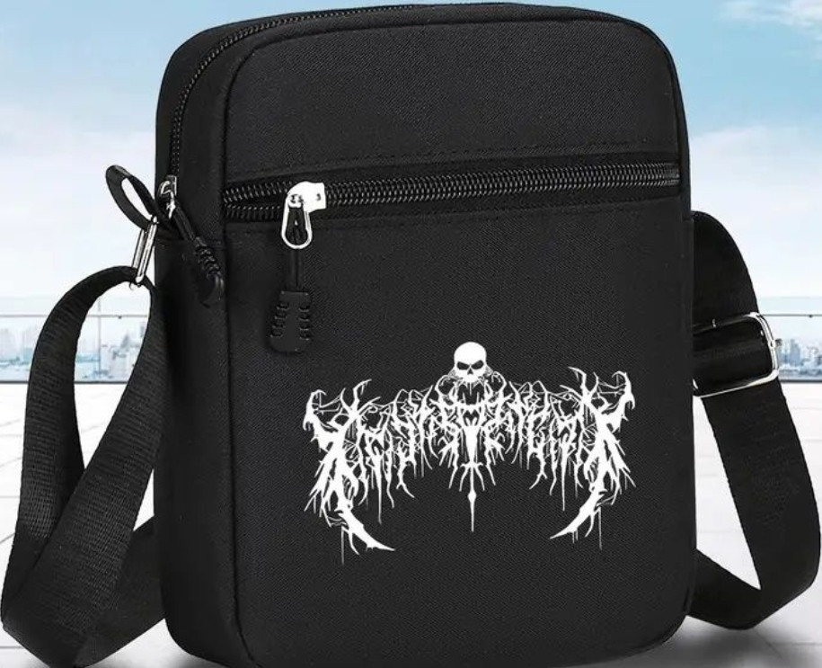 Стильна Чоловіча Чорна Сумка через Плече з с готическим принтом черепа. Харьков - изображение 8