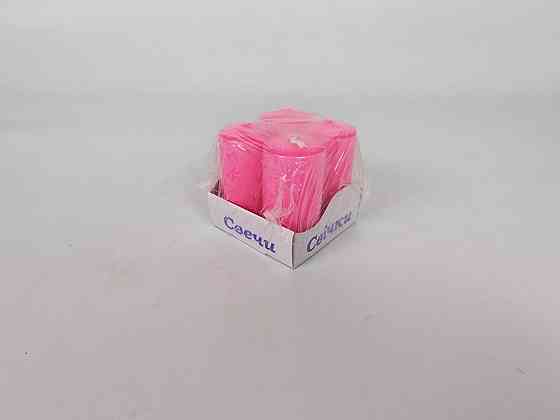 Цветная Цилиндр парафиновая свеча (40/80) РОЗОВАЯ крашеная  внутри белая (4 шт) Харьков