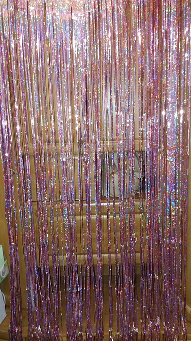 Шторка из фольги для фотозоны с голограммой 2м на 1м розовый Киев - изображение 5