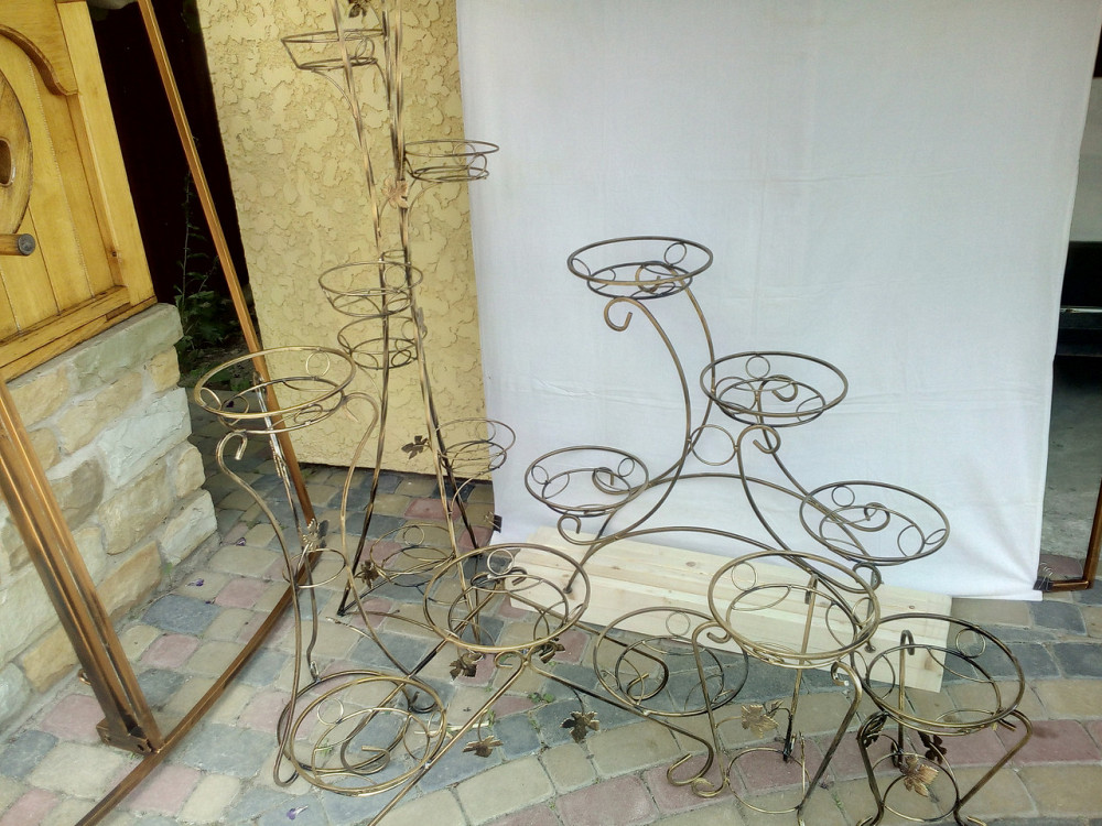 Подставка кованая для цветов «Сани» на 3 вазона, стойка под цветы, вазон Киев - изображение 7