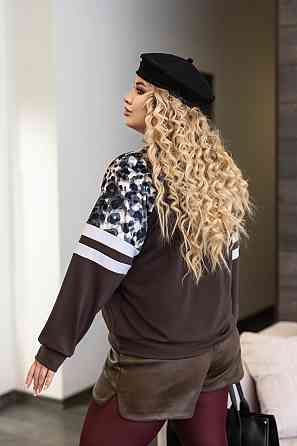 Жіночий світшот зі вставками "Artes" оптом | Батал 54-56, Шоколадний Київ