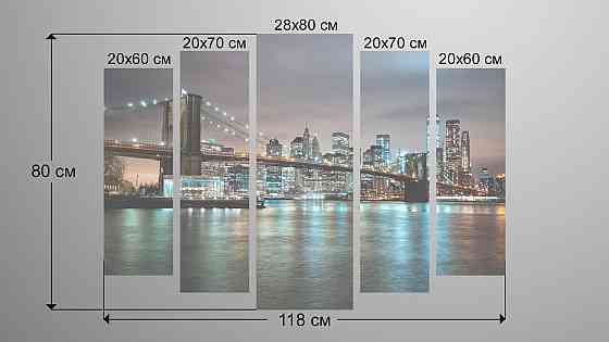 Модульна картина Нічне місто Art-51_5 Київ