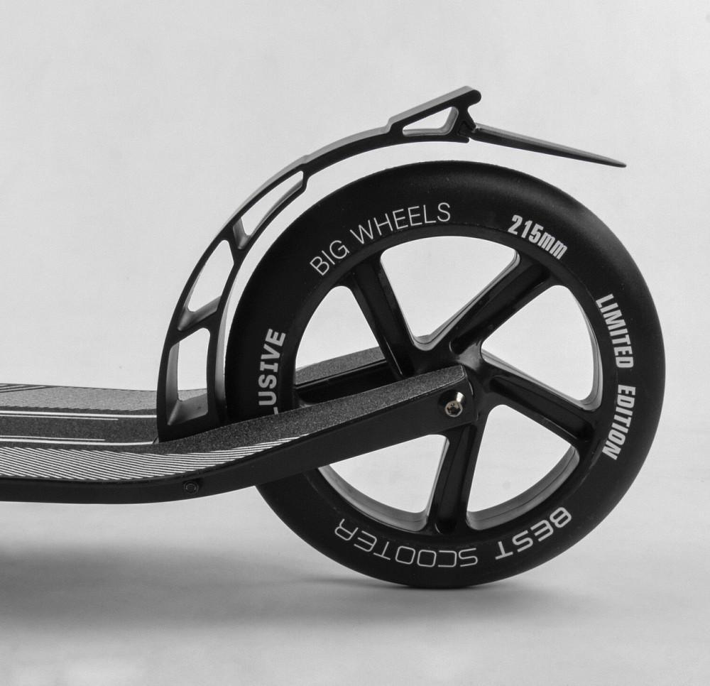 Самокат Best Scooter алюмінієвий передній амортизатор Чорний із зеленим (93427) Чернигов - изображение 7