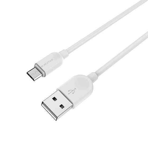 Кабель BOROFONE BX14 USB - Micro 2.4A, 2m, PVC, TPE конектори, колір білий BX14M2W Одеса