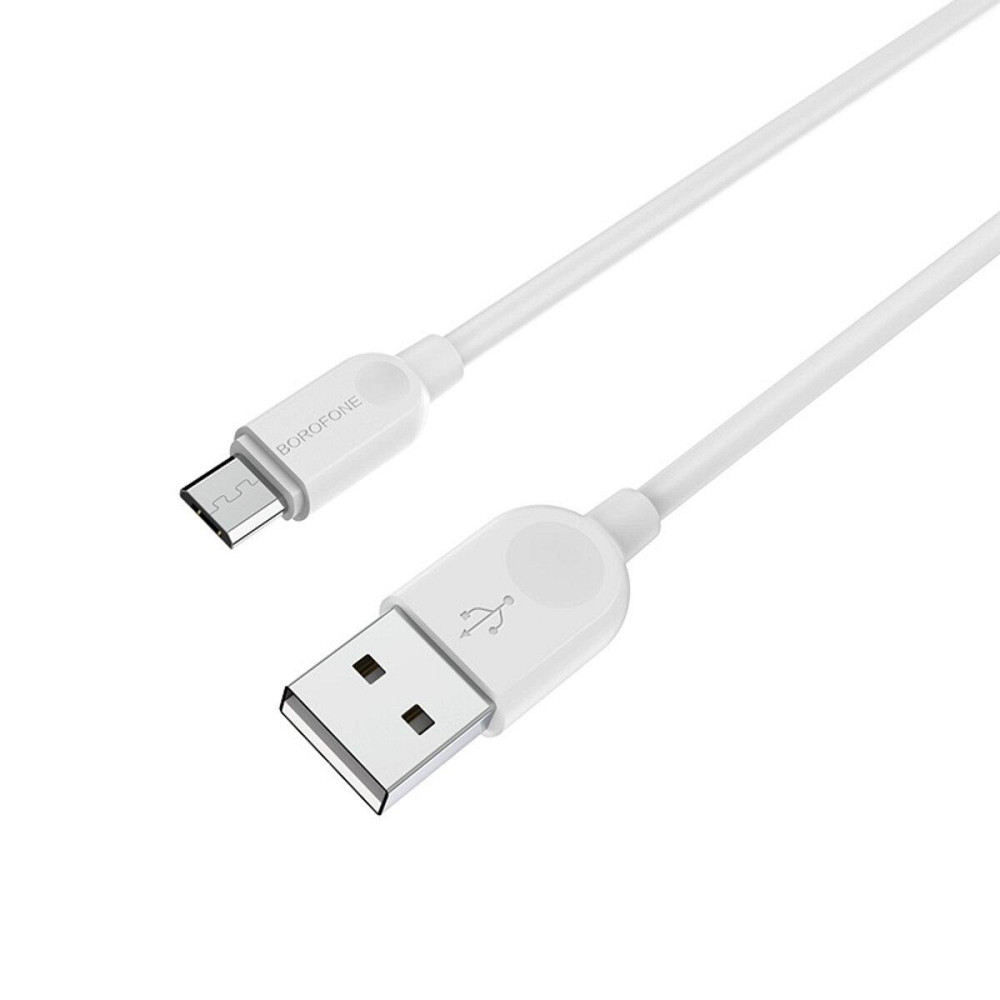 Кабель BOROFONE BX14 USB - Micro 2.4A, 2m, PVC, TPE конектори, колір білий BX14M2W Одеса - фото 2