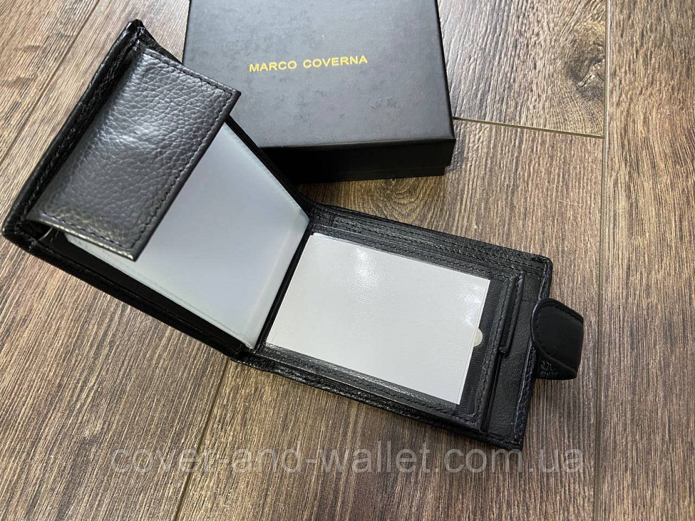 Мужской кожаный портмоне с визитницей на кнопке Marco Coverna M 111 Киев - изображение 5