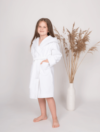 Халат дитячий Ideal Textile махровий з капюшоном білий 140-150см Чернівці