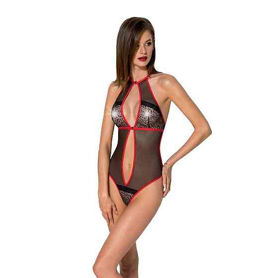 Сітчасте боді з мереживом на грудях Passion SATARA BODY L/XL red Sex Aura Київ