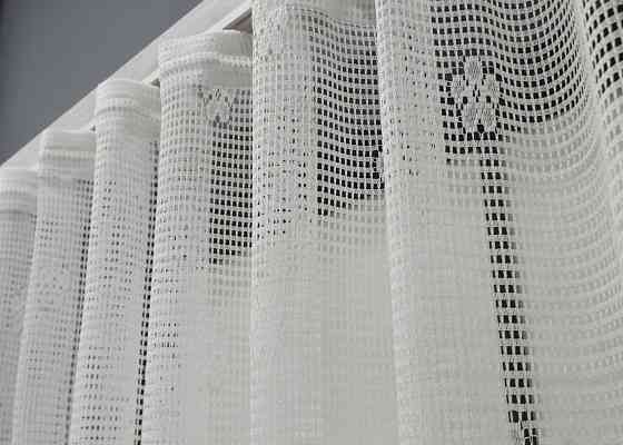 Тюль сетка VR-Textil Juli № 1436т Арка на кухню цвет молочный с серым 400х150 см (53-0002) Киев