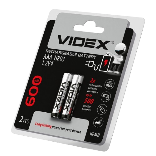 Акумулятор AAA/HR03 NiMh 1,2V 600 mAh (бл-2шт) Videx Житомир - фото 2