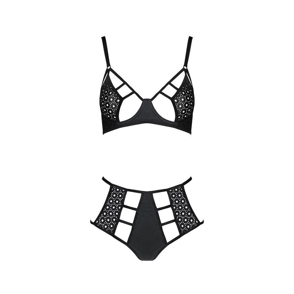 Комплект білизни Passion TASMINA SET L/XL black, ліф, високі трусики з корсетом ззаду Sex Aura Київ - фото 3