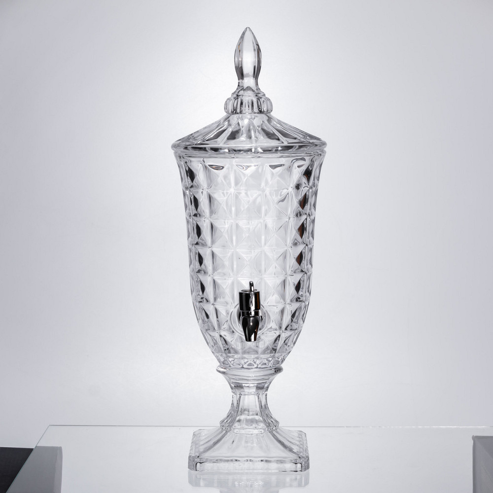 Лимонадниця з краном на підставці скляна 2 л лимонадник 46 см прозорий HP-19-12F Коломия - фото 2