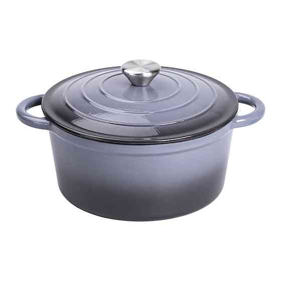 Набір чавунного посуду для приготування 3 каструлі та сковорода з емальованим покриттям Сірий HP-1-5 Коломия