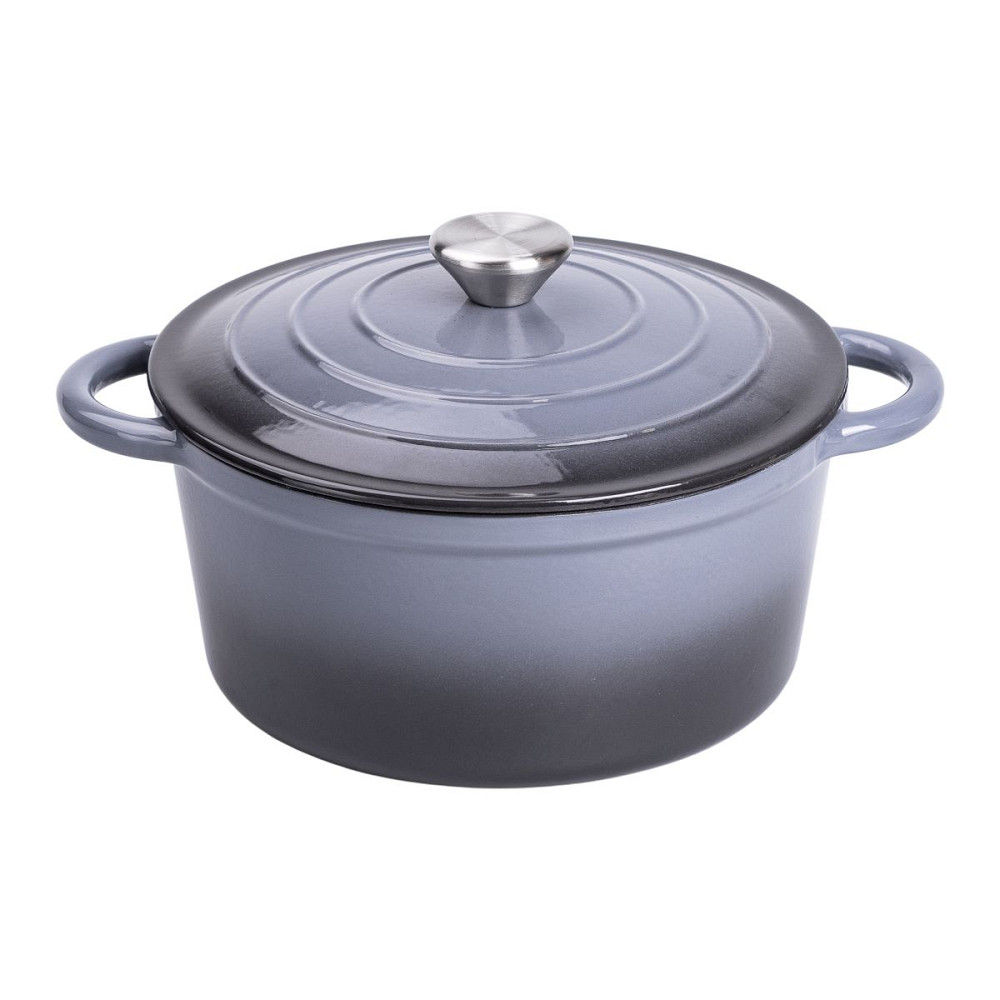 Набір чавунного посуду для приготування 3 каструлі та сковорода з емальованим покриттям Сірий HP-1-5 Коломия - фото 4