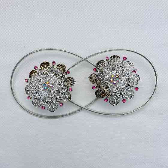 Магніти для штор та гардин "Flowers" набір 2 шт Сріблястий (81-236) Київ