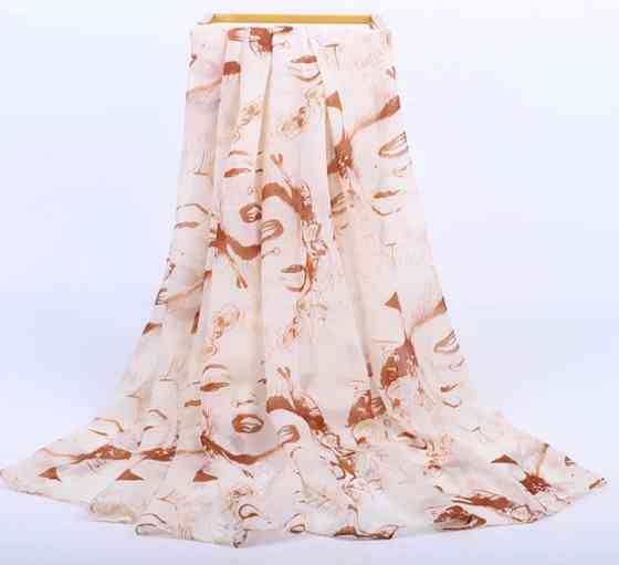 Шифоновый шарф бежевый Монро размер шарфа 160*70см Киев