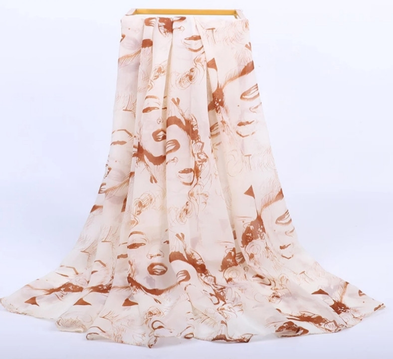 Шифоновый шарф бежевый Монро размер шарфа 160*70см Киев - изображение 1