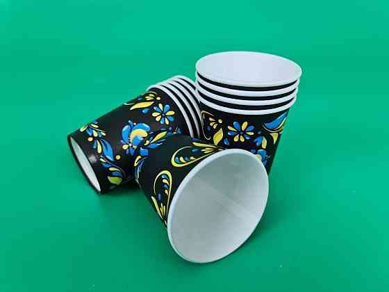 Паперові склянки кольорові 175 мл "Український Орнамент" Маестро (50 шт.) Харків