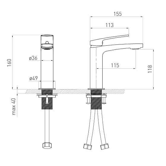Смеситель для раковины Volle CANTE pistola gris графит 1512.011105 Киев