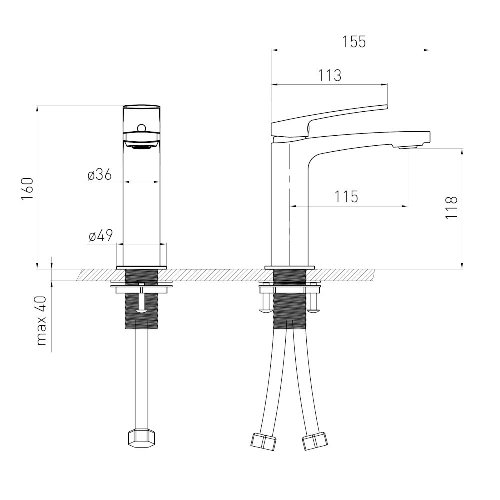 Смеситель для раковины Volle CANTE pistola gris графит 1512.011105 Киев - изображение 2