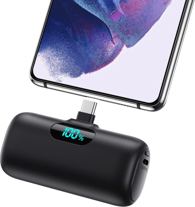Б\В Power Bank Feob 5000 мАг USB-C 15 Вт PD, міні зовнішній акумулятор з LCD-дисплеєм, пряма зарядка смартфона, чорний Київ - фото 2