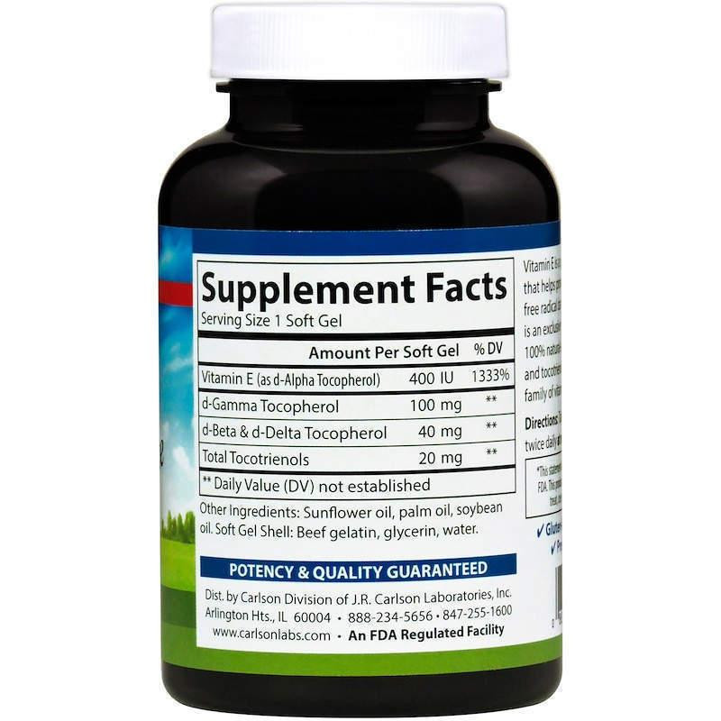 Вітамін Е Carlson Vitamin E 400 МЕ 120 капсул Київ - фото 2