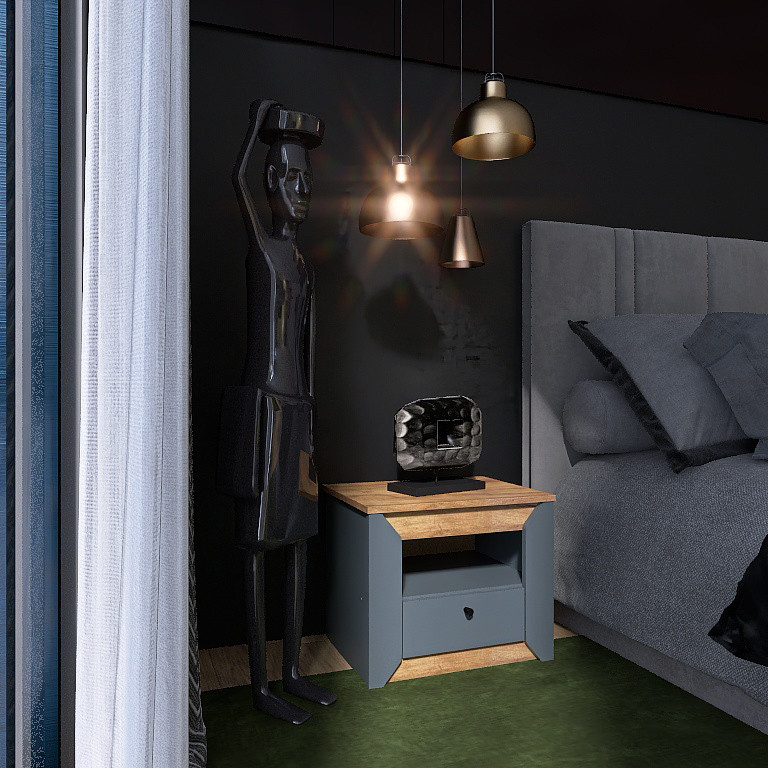 Тумба прикроватная Эверест Нордик-500 Графит + Дуб крафт золотой (DTM-5544) Львов - изображение 4