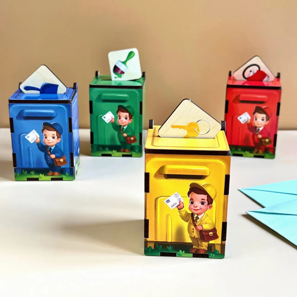 Дерев'яна настільна гра "Веселий листоноша" Ubumblebees (ПСД081) PSD081 сортер-комодик Вінниця - фото 9