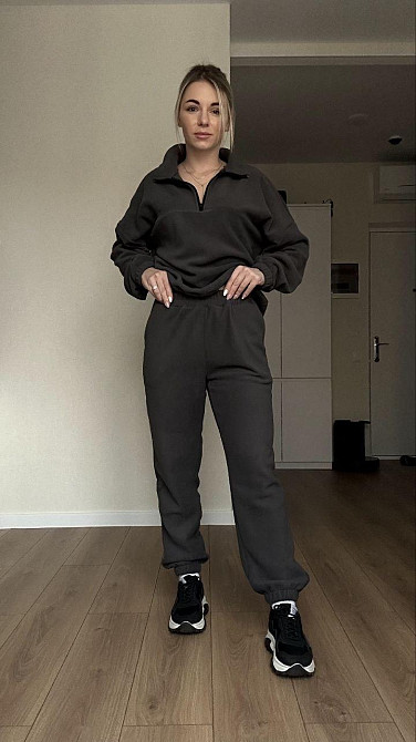 Жіночий теплий прогулянковий костюм-двійка: кофта та штани з полар флісу Графіт, 42/44 Одеса - фото 4