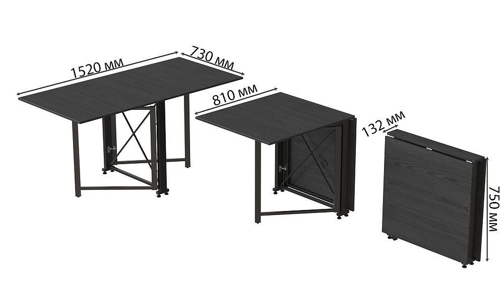 Стіл-книга трансформер Оріон 2 Ferrum-decor 750x1520x730 Чорний метал ДСП Сосна Кембра 16 мм (FRD-104585) Дніпро - фото 5