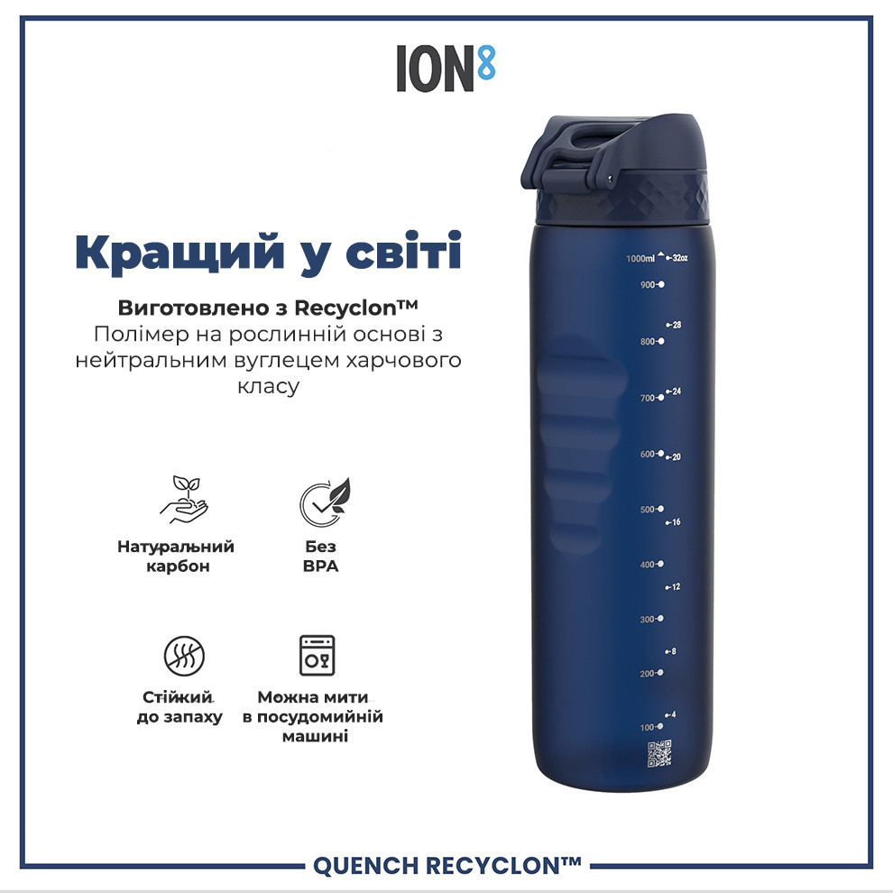 Пляшка для води ION8 1000 мл. (ЕКО пляшка) BPA Free, Navy Кам'янське - фото 6