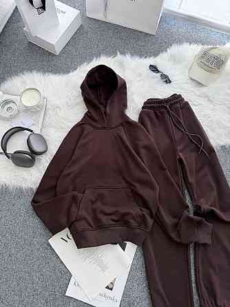 Жіночий стильний повсякденний костюм тринитка петля (без утеплення) Шоколад, 46/48 Одеса