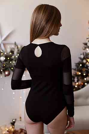 Женский Боди с сеточкой - длинный рукав в полоску Ozkan 22773 S Киев