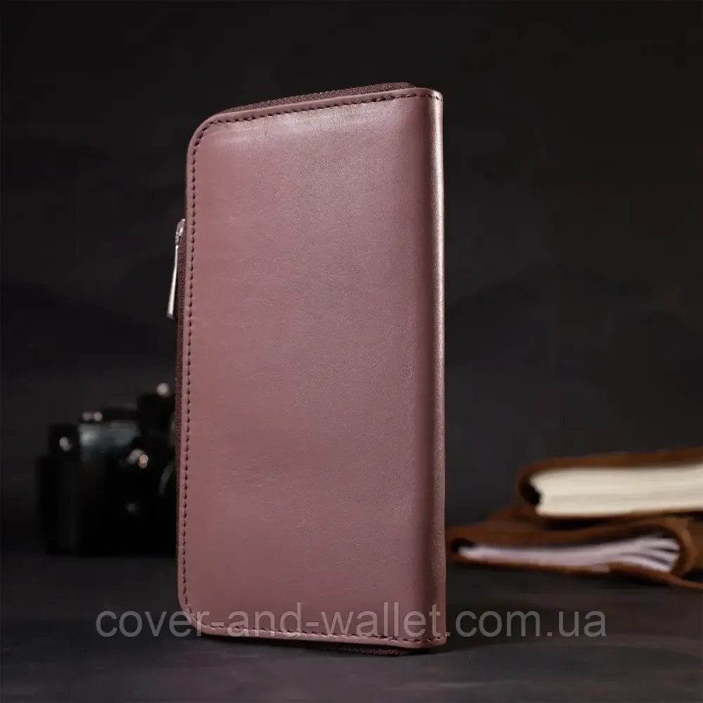 Фирменный кожаный кошелёк на молнии пудрового цвета ручной работы Grande Pelle Serpente Киев - изображение 7